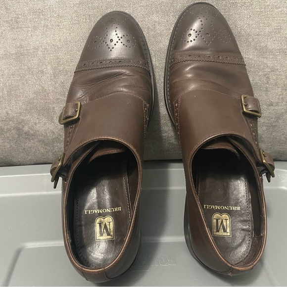 Bruno Magli Italian Made Brown Monk Strap Shoes 100% Leather - Picture 4 of 8